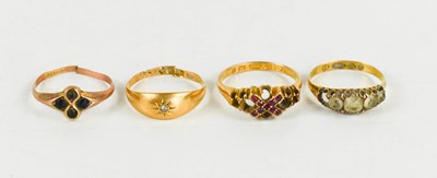Lot 72 - An 18ct gold and diamond starburst set ring, a...