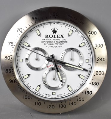 Lot 378 - A Rolex advertising wall clock with brushed...