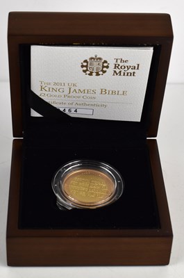 Lot 10 - A Royal Mint "King James Bible" 2011 Gold...