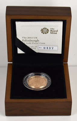 Lot 9 - A Royal Mint 2011 Edinburgh £1 Gold Proof Coin,...