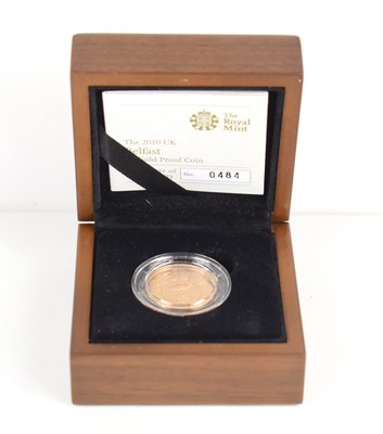 Lot 2 - A Royal Mint 2010 "Belfast" gold proof £1 coin,...