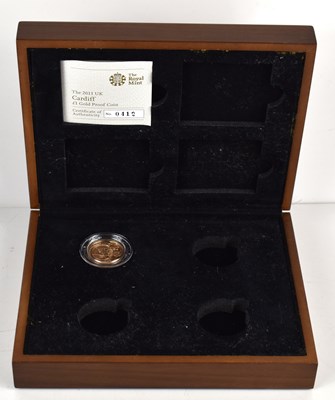 Lot 3 - A Royal Mint 2011 "Cardiff" gold proof £1 coin,...