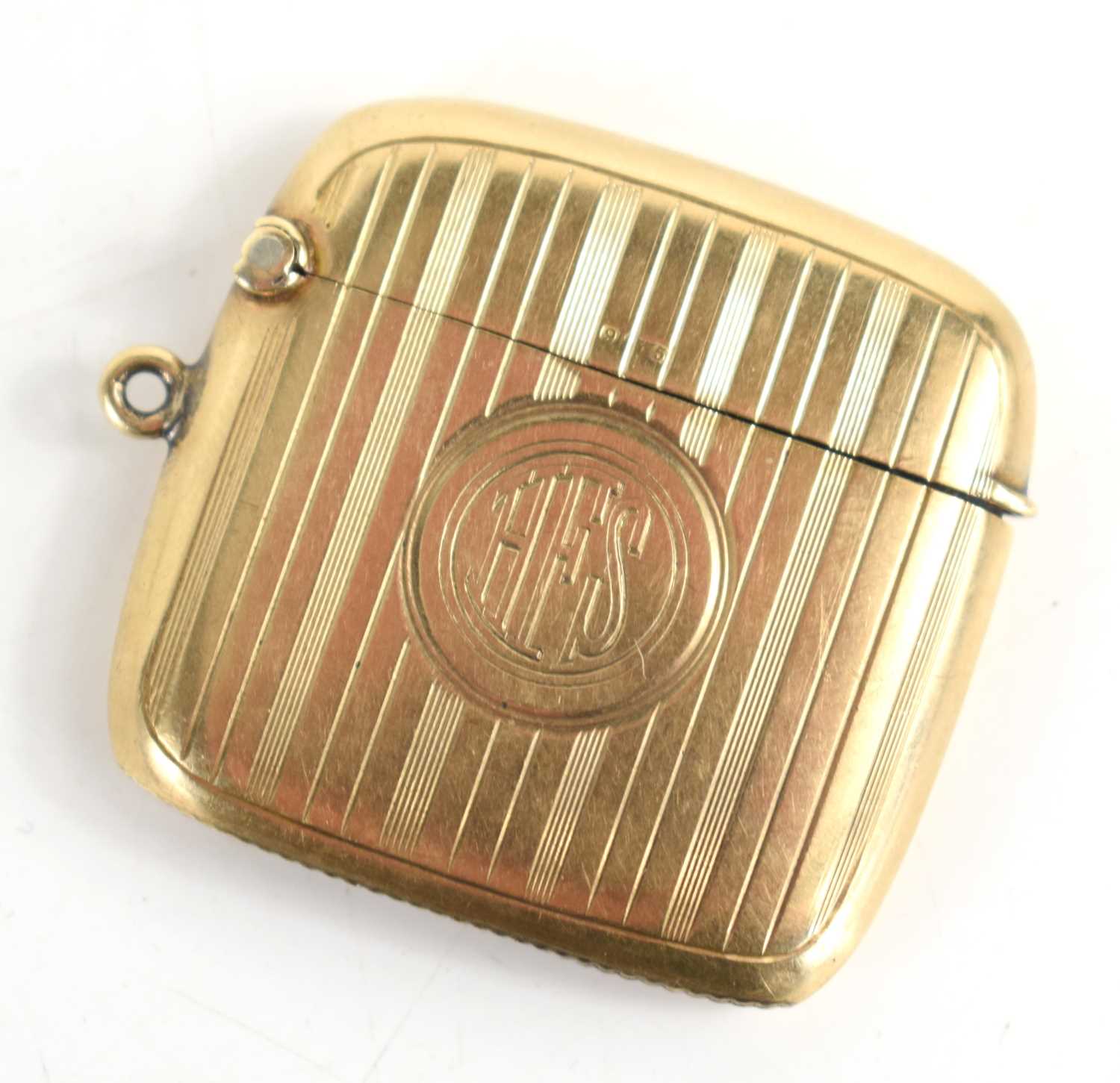 Lot 47 - A 9ct gold Edwardian vesta case, with reeded...