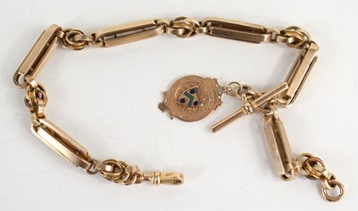 Lot 48a - A 9ct gold intricate fancy link Albert chain,...