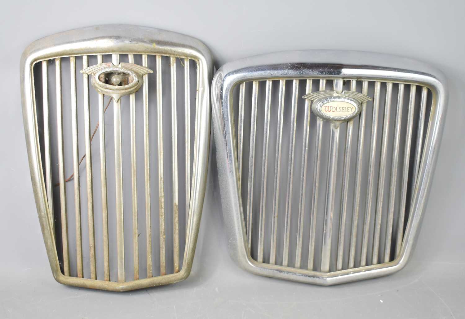 Lot 15 - Two Wolseley chrome plated car radiator...