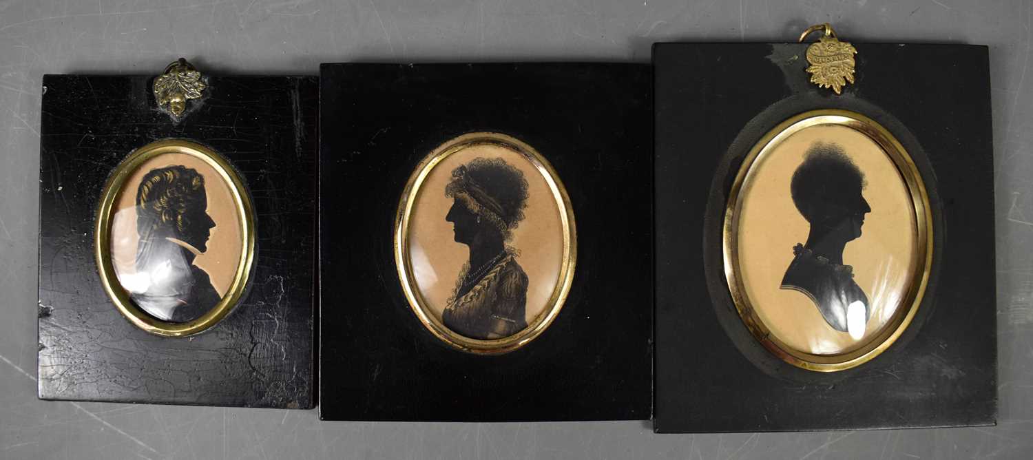 Lot 258 - Three Victorian silhouette profile portrait...