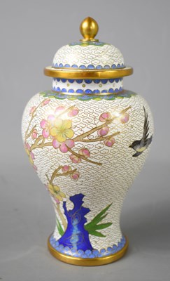 Lot 53 - A Chinese cloisonne vase and cover, depicting...