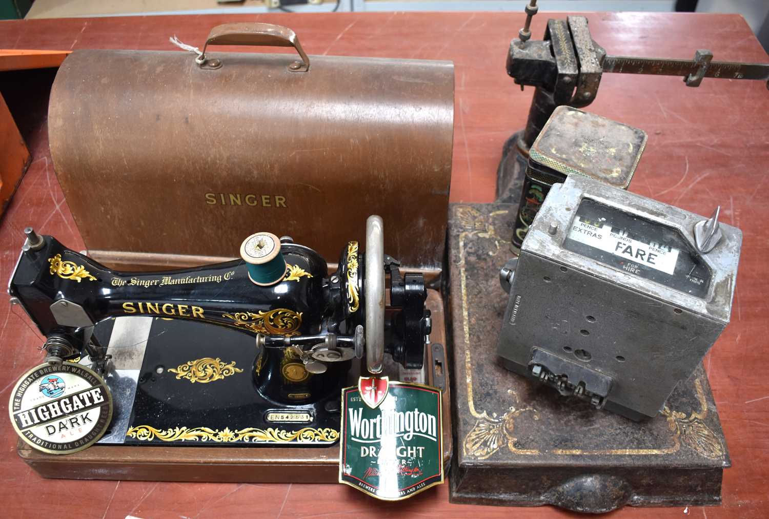 Lot 296 - A vintage Singer Sewing Machine, model 128K...