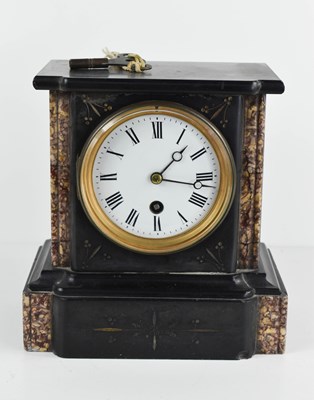 Lot 282 - A late 19th century mantle clock in slate and...