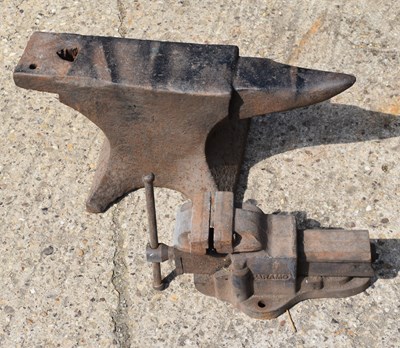 Lot 290 - A vintage blacksmiths anvil, 33cm high by 68cm...