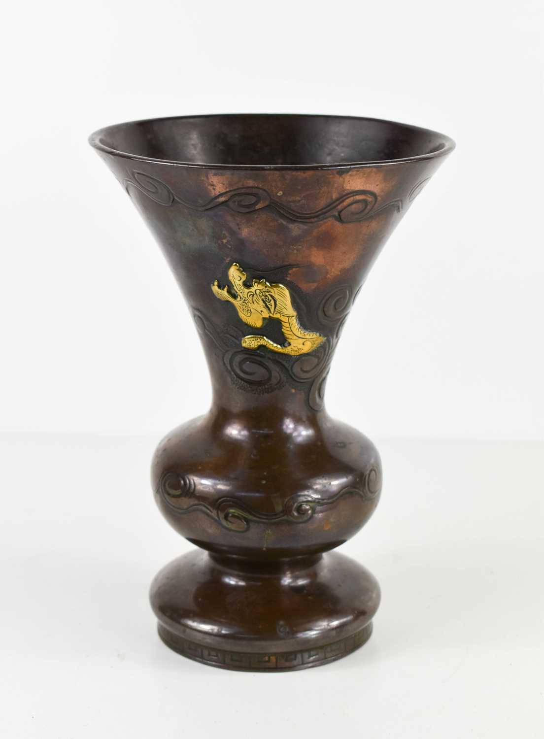 Lot 16 - A Chinese copper bronze flared vase of flared...