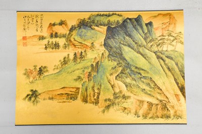 Lot 182 - A scene of Quinling Mountain on gold paper,...