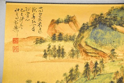 Lot 182 - A scene of Quinling Mountain on gold paper,...