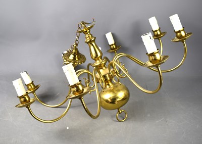 Lot 287 - A Dutch type brass chandelier with eight...