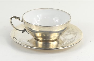 Lot 36 - An Egyptian silver cup and saucer, the...