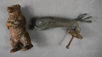 Lot 147 - A 19th century bronze dolphin door knocker...