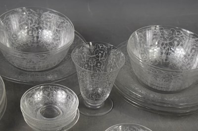 Lot 95 - A part set of Venetian etched glassware,...
