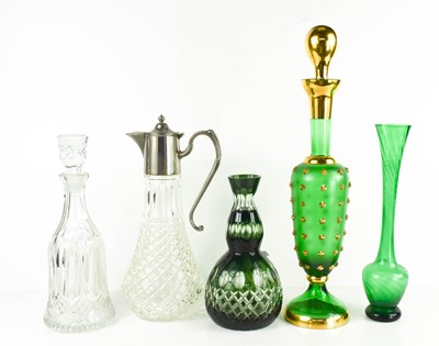 Lot 92 - A group of glasswares, comprising a claret jug,...