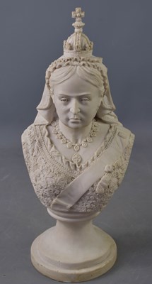 Lot 61 - A marble resin bust of Queen Victoria, 40cm high.