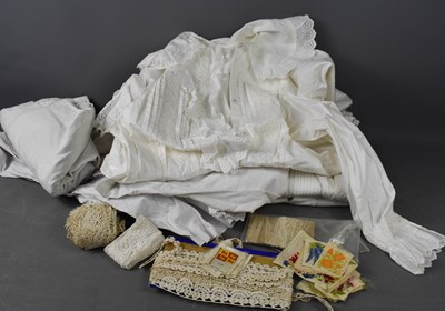 Lot 201 - A group of Victorian linens and lace,...