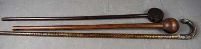 Lot 165 - A silver topped walking cane, with curved...