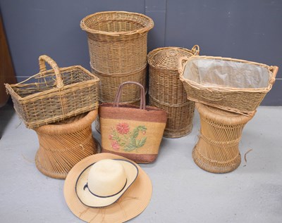 Lot 354 - A group of vintage wicker wares, including two...