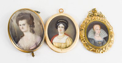 Lot 339 - A group of three portrait miniatures...