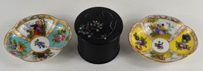 Lot 311 - A 19th century ebonised powder pot inlaid with...