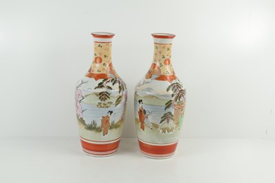 Lot 18 - A pair of Japanese Satsuma ware vases...