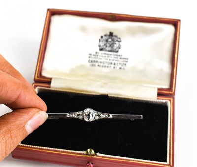 Lot 257 - An Art Deco white gold and diamond brooch, the...