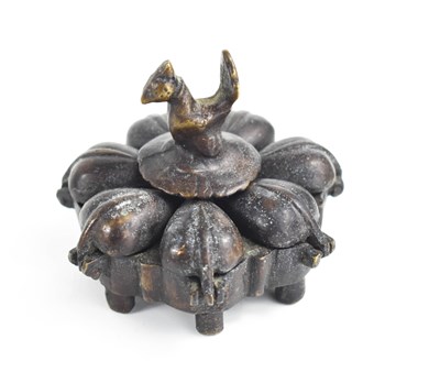 Lot 239 - An Indian bronze Kumkum persian spice box, 6cm...