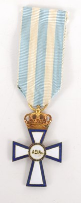 Lot 36 - A Cross of Valour medal, Greece, gold cross...