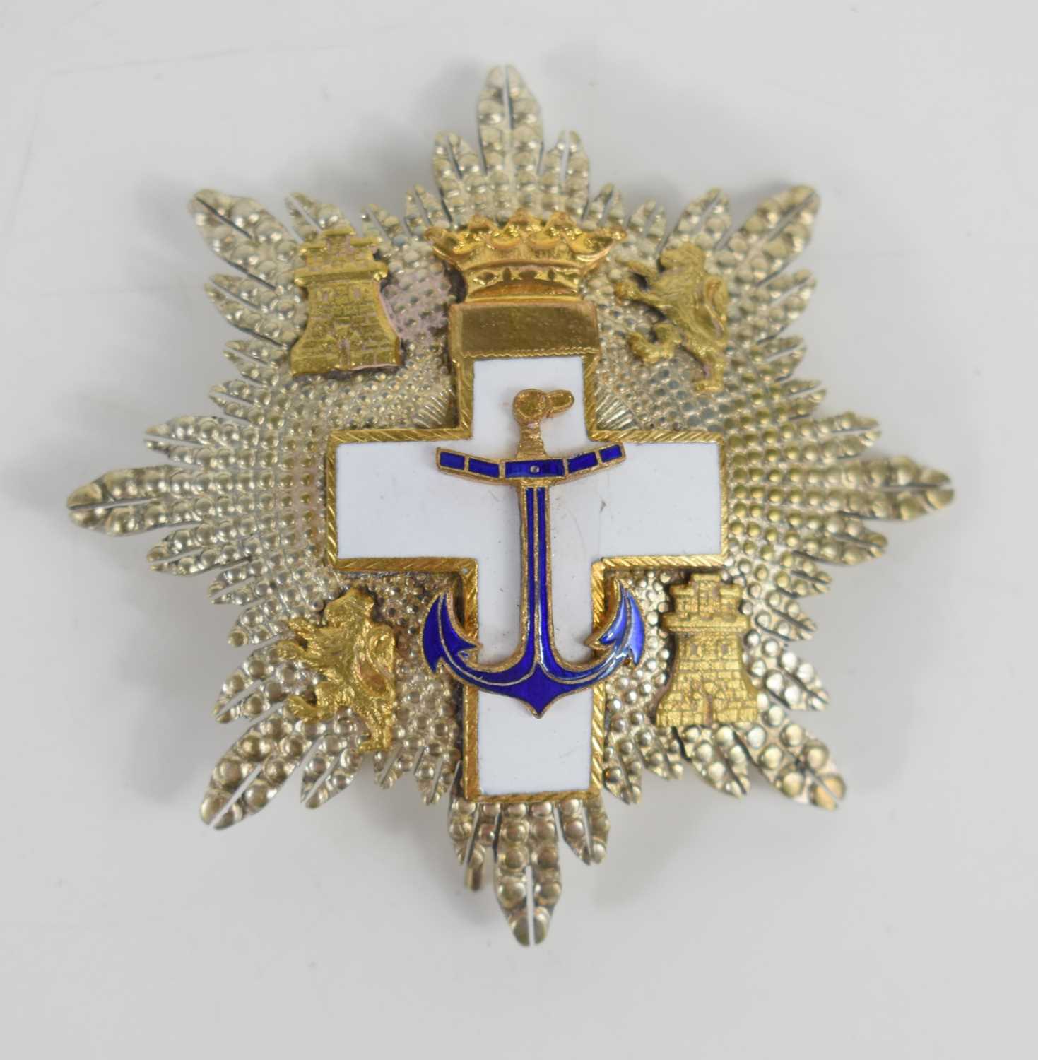 Lot 39 - A Spanish Order of Naval Merit enamel breast...
