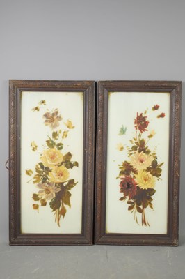 Lot 412 - A pair of Victorian paintings on glass of...