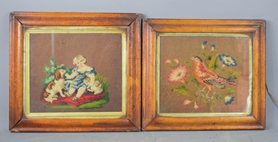 Lot 184 - A pair of late Victorian woolwork panels,...