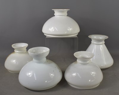 Lot 444 - A group of five opaque glass oil lamp shades...