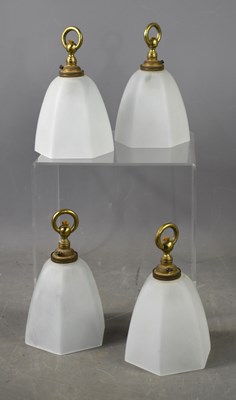 Lot 445 - A set of four opaque glass ceiling light...