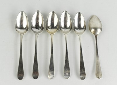 Lot 233 - A set of six Georgian silver spoons, each...