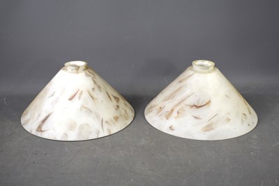 Lot 433 - A pair of vintage white marbled glass light...