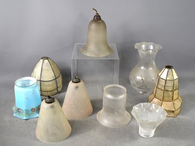 Lot 435 - A group of eleven vintage glass light and lamp...