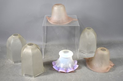 Lot 436 - A group of six vintage glass lamp shades,...