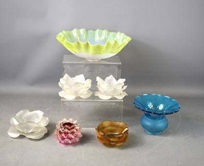 Lot 438 - A group of seven vintage glass candle or lamp...