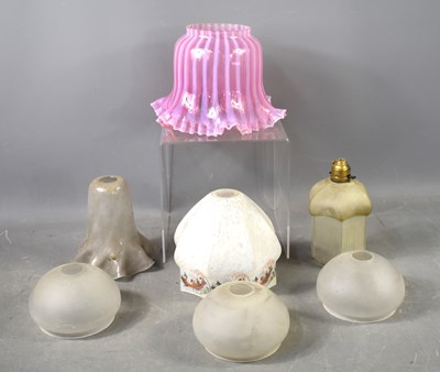 Lot 439 - A group of seven vintage glass lamp shades,...