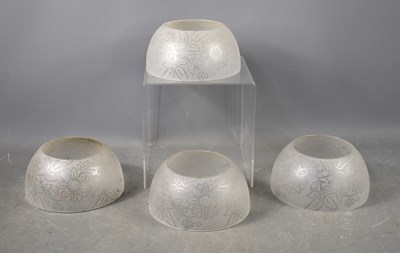 Lot 313 - A set of four vintage frosted glass lamp or...