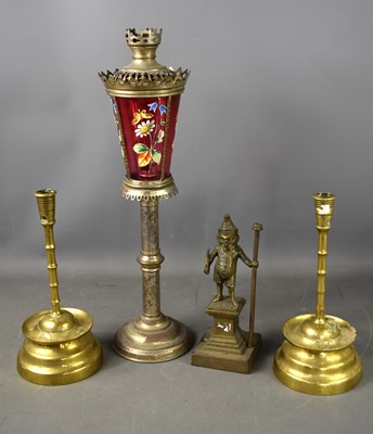 Lot 453 - A vintage brass Mr Punch small table lamp,...