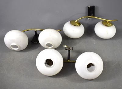 Lot 450 - Three pairs of mid century design wall lights,...