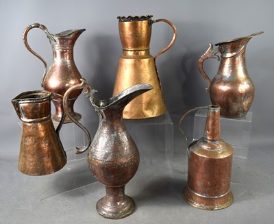 Lot 378 - A group of five Iranian/Middle Eastern copper...