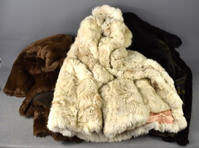 Lot 186 - A vintage rabbit fur coat together with two...