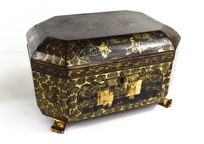 Lot 159 - A 19th century black lacquered Chinoiserie...