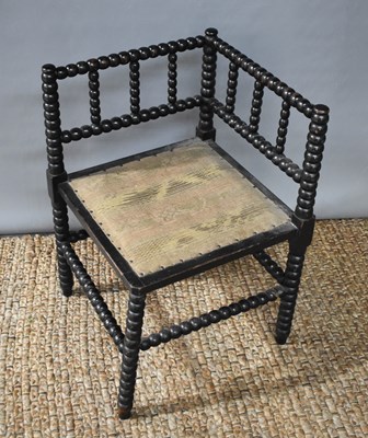 Lot 460 - A Victorian bobbin turned corner chair with...